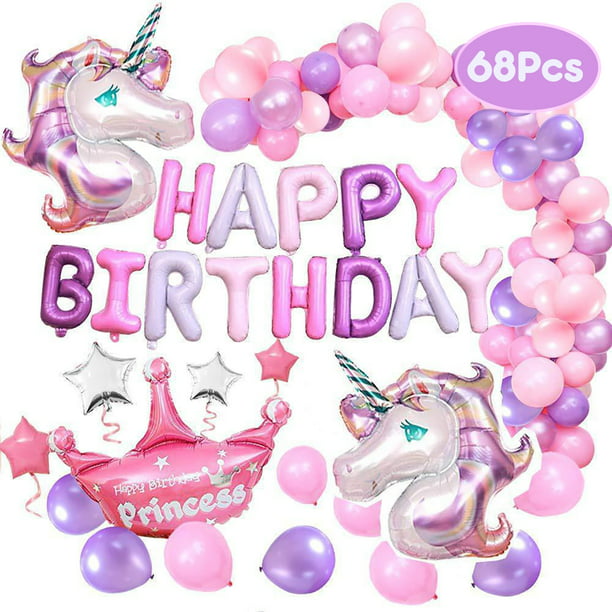 Details about  / Set Unicorn Party Balloons Birthday Decoration Latex Confetti Kids Occasion